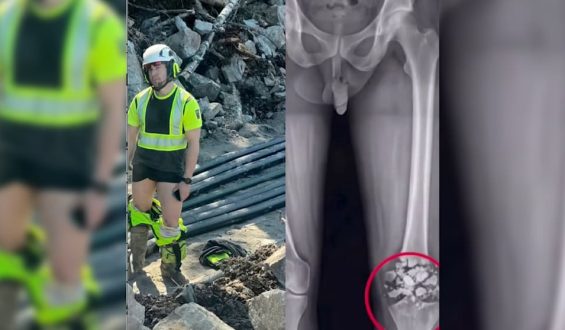 Bauarbeiter unwissentlich im Rampenlicht