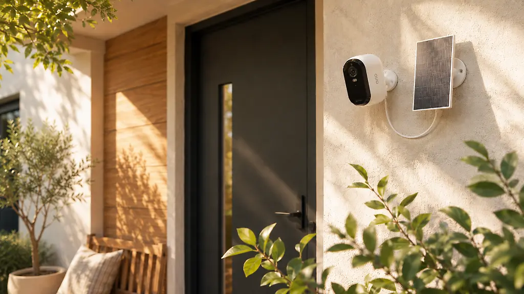Zwei Arlo-Kameras mit Solarpanels im Angebot für ntv.de-Leser