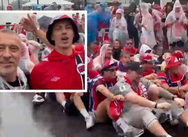 Feierliche Stimmung: Norwegische Fans trotzen dem Regen