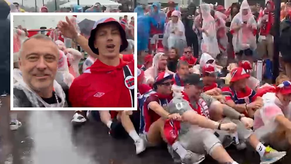 Feierliche Stimmung: Norwegische Fans trotzen dem Regen