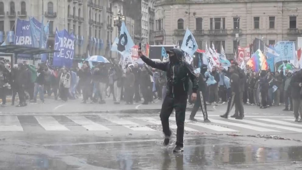 Proteste und Straßenschlacht in Buenos Aires