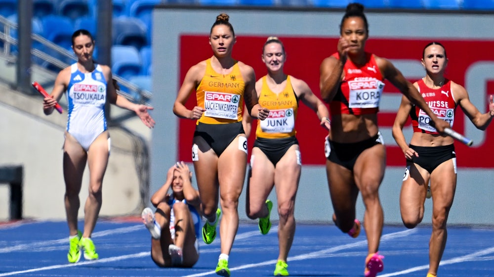 Unglücklicher Stabwechsel: Deutsche 4×100-Meter-Staffel scheitert bei EM