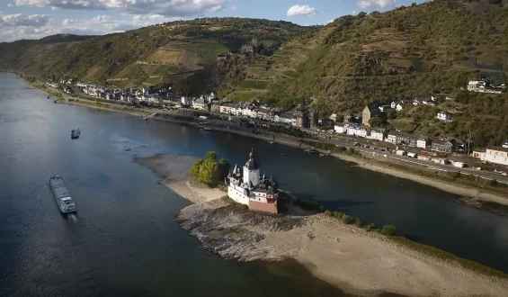 Zweiteilung des Rheins durch Niedrigwasser erwartet
