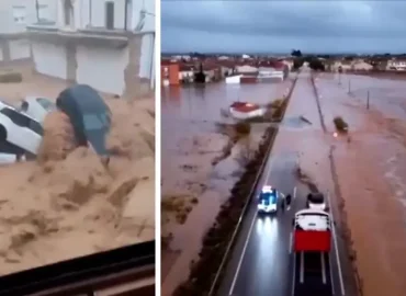 Drohnenvideos zeigen das Ausmaß der Überschwemmungen in Spanien